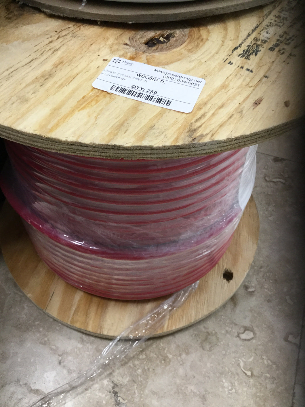 WUL2RD-TL 2AWG UL 105C 600V, 7X95/30 Tinned Copper RED Per Foot -Modern Boat Sales & Service