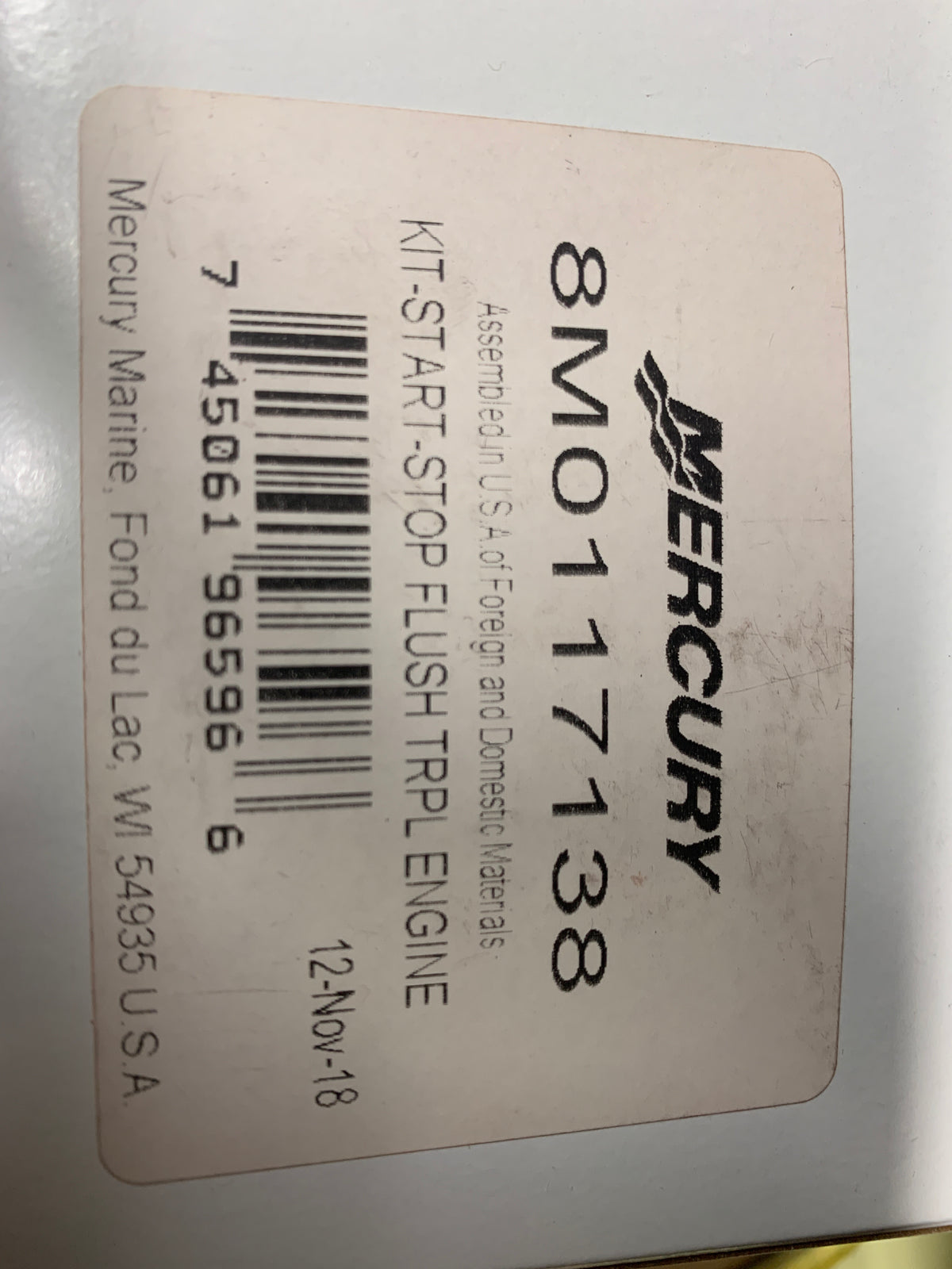 * 8M0117138 Mercury Start-Stop Flush Triple Engine /225B -Modern Boat Sales & Service