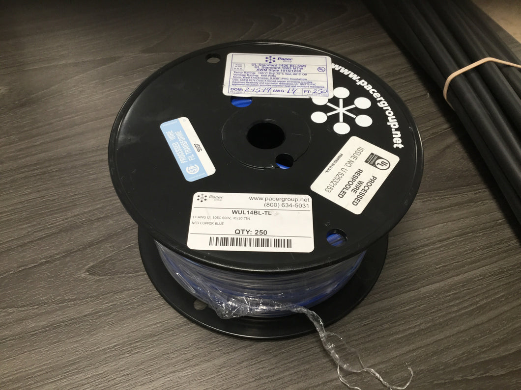 WUL14BL-TL 14AWG UL 105C 600V, 41/30 Tinned Copper BLUE per foot -Modern Boat Sales & Service